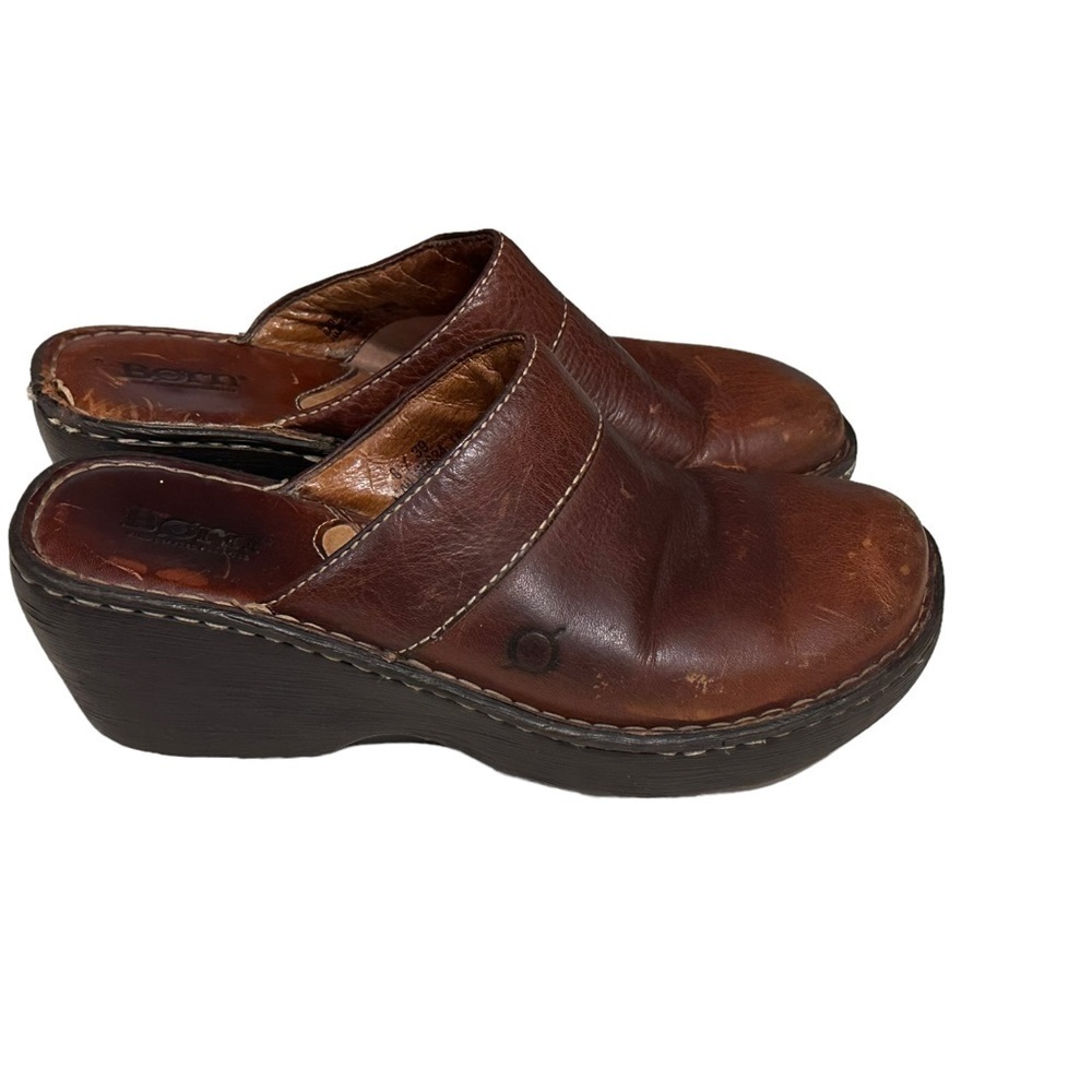 Born Women’s Brown Leather Clogs Size 8​​​​​​ - Picture 3 of 11